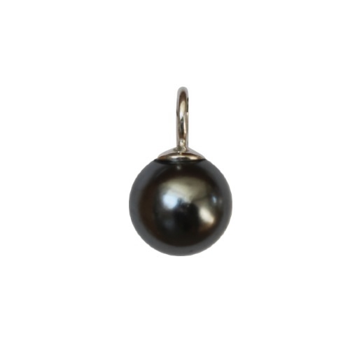 Pearl with silver plain beadcap, 10mm, antraciet; per pc