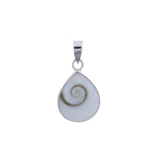 Silver pendant,Shiva shell, 12x18mm, shiny; per pc
