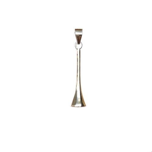 Zilveren hanger, trompet model, glanzend; per stuk