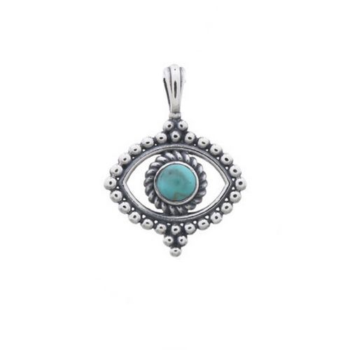 Silver pendant, eye with turquoise stone, antique; per pc