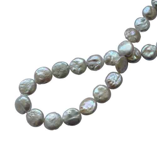 Parel, Keishi, rond, ca. 15mm, white off; per streng