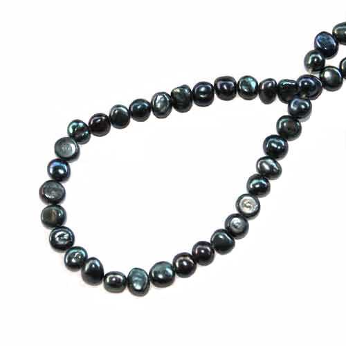 Pearl, nugget, 7mm, dark blue; per string