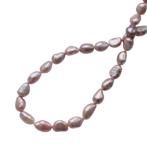 Pearl, potato, 7-8mm, lilac-pink; per string