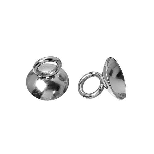 Stainless steel kapje 8mm met ring, zilverkleurig; per 25 stuks