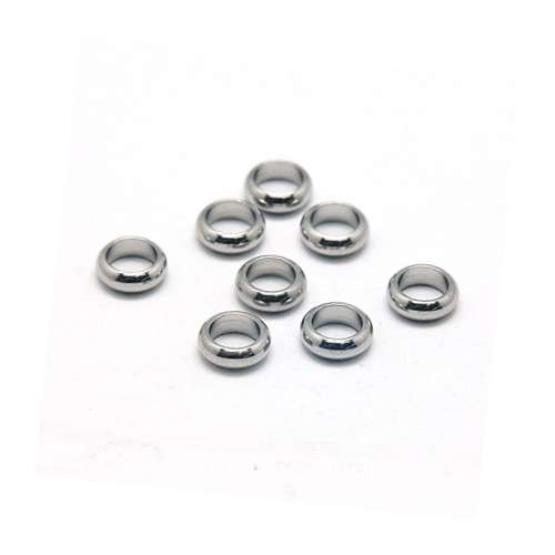 Stainless steel kraal, ring, 8mm, glanzend; per 50 stuks