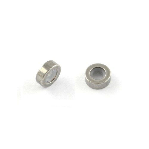Stainless steel kraal, 8.5x3mm, met siliconen ring; per 2 stuks