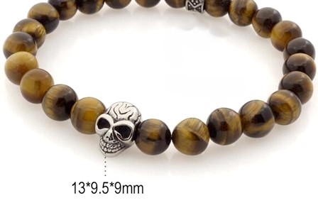 Stainless steel skull bead, 13x9.5mm, antique; per 5 pcs - Click Image to Close