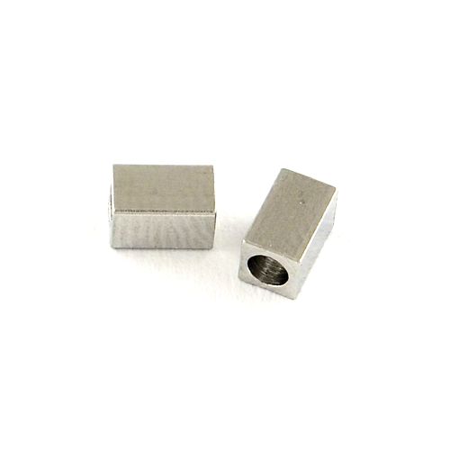 Stainless steel bead, square, 5x3mm, shiny; per 25 pcs - Click Image to Close