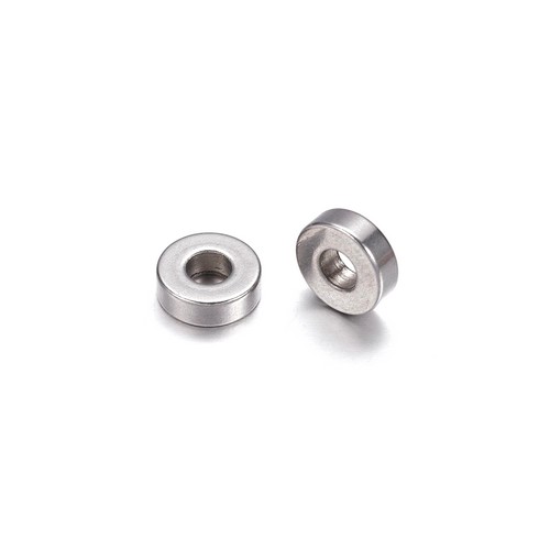 Stainless steel bead, spacer, 7x2mm, shiny; per 50 pcs