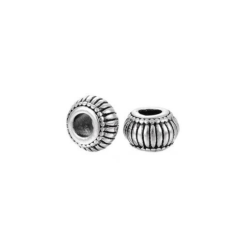 Stainless steel bead, rondel, 10x7mm, antique; per 5 pcs