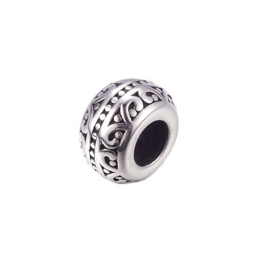 Stainless steel bead, rondel, 12x7mm, antique; per 5 pcs