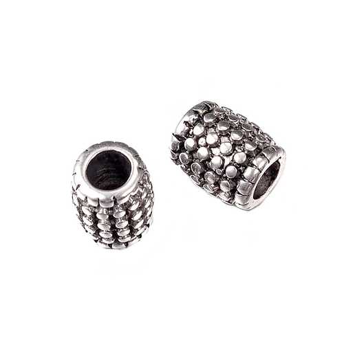 Stainless steel bead, tube, 12x9.5mm, antique; per 5 pcs