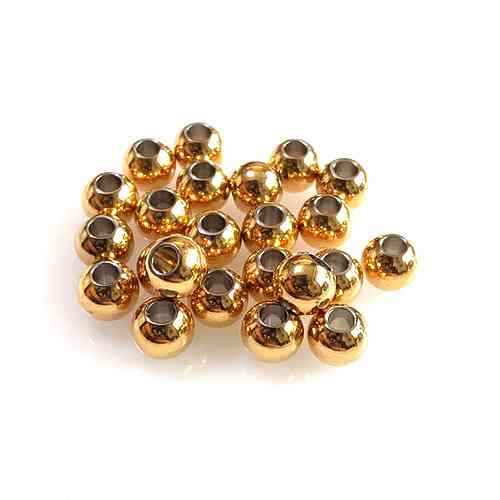 Stainless steel bead 4mm, ip gold; per 100 pcs