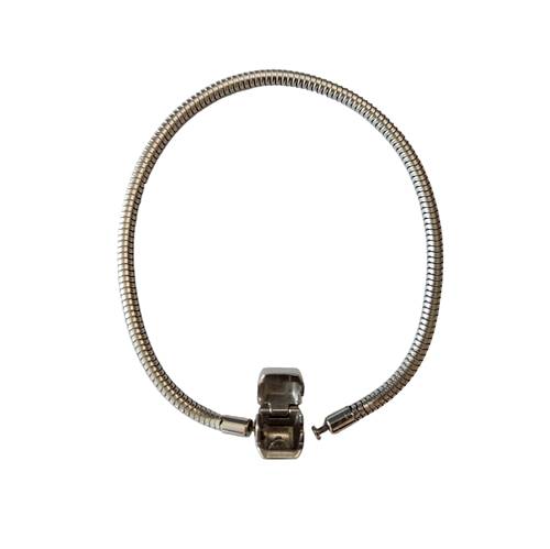 Stainless steel armband, wire 3mm, 19cm, shiny; per stuk