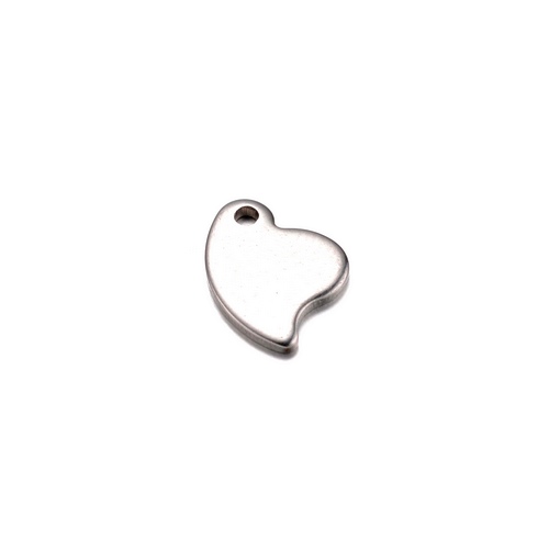 Stainless steel charm, heart, 12x9mm, shiny; per 25 pcs