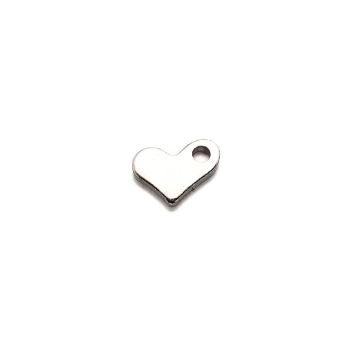 Stainless steel charm, heart, 8.5x6.5mm, shiny; per 25 pcs