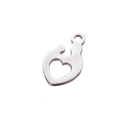 Stainless steel charm, mother with child, shiny; per 5 pcs