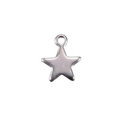 Stainless steel charm, star, 10x8.5mm, shiny; per 25 pcs