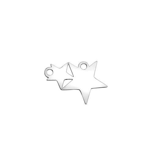 Stainless steel charm, stars, 18x12mm, shiny; per 5 pcs