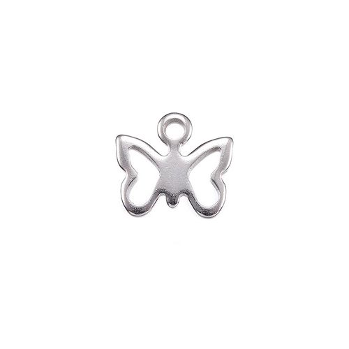 Stainless steel charm, butterfly, 9x8mm, shiny; per 25 pcs