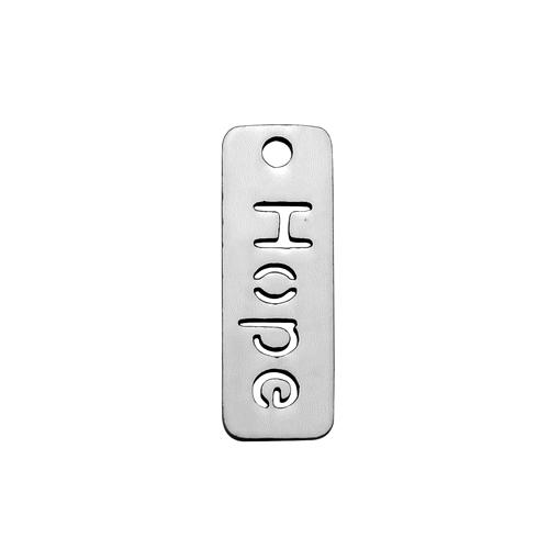 Stainless steel charm, Hope, 17x6mm, shiny; per 5 pcs