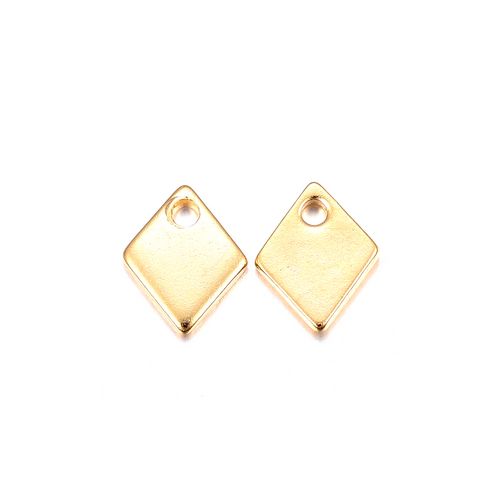 Stainless steel charm, rhombus, goldplated; per 10 pcs