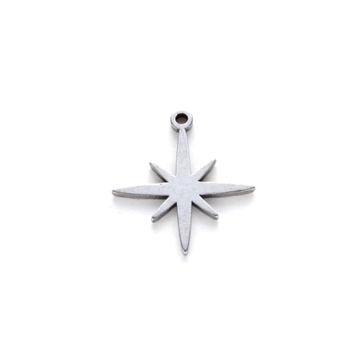 Stainless steel charm, star, 15mm, steel; per 5 pcs - Click Image to Close