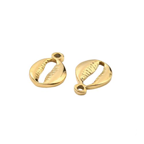 Stainless steel bedel, cowrie 6mm, ip gold; per 5 stuks