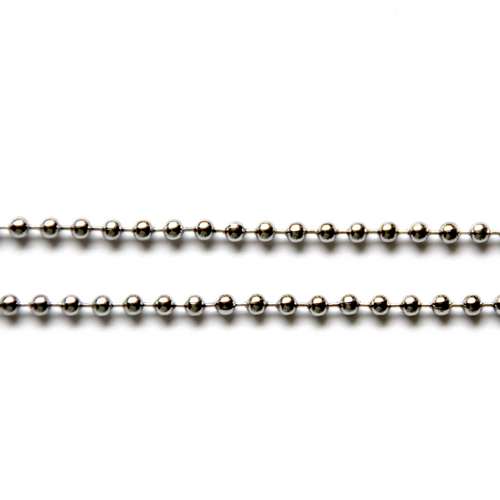 Stainless steel ball chain, 2.4mm, glanzend; per 5 meter