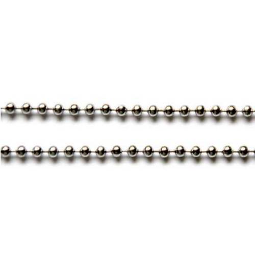 Stainless steel ball chain, 3mm, glanzend; per 5 meter