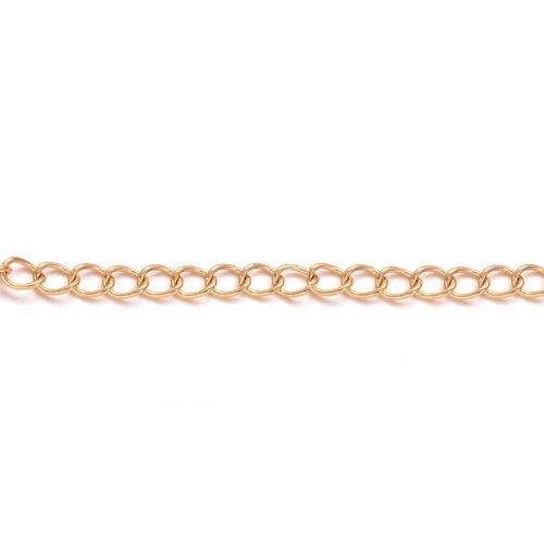 Stainless steel curb chain, 3x4mm, goldplated; per 5 meter