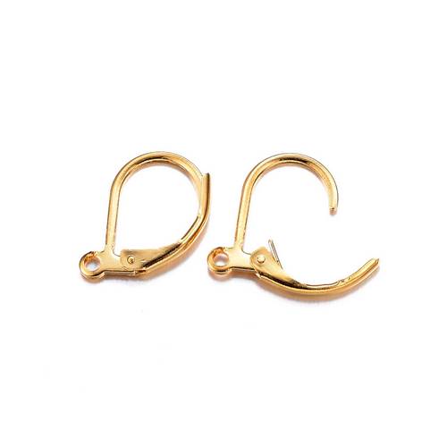Stainless steel earring, leverback, ip gold; per 10 pair - Click Image to Close