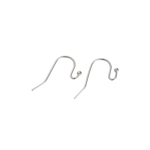Silver earring wire, with 2mm ball, shiny; per 25 pair