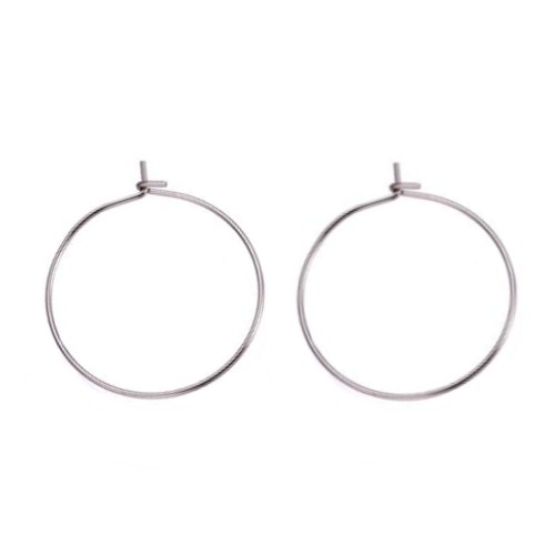 Stainless steel hoop earring, 35mm, shiny; per 10 pair