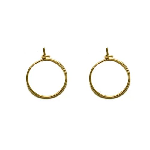 Stainless steel hoop earring, 15mm, ip gold; per 10 pair