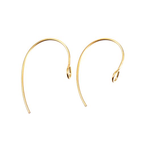 Stainless steel earring wire, oval, goldplated; per 10 pair