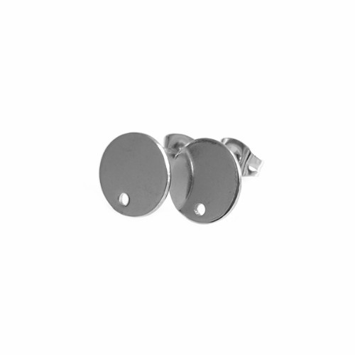 Stainless steel earstud, 10mm, shiny; per 5 pair - Click Image to Close