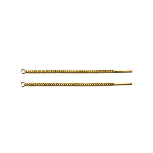 Stainless steel oorbel, ketting 7cm, ip gold; per 5 paar - Klik op de afbeelding om het venster te sluiten