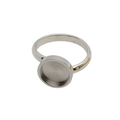 Stainless steel ring, verstelbaar, cup 10mm, glanzend; per 3 st.