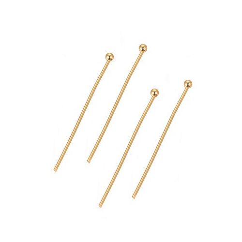 Stainless steel headpin 40x0.6mm, ip gold; per 20 pcs - Click Image to Close