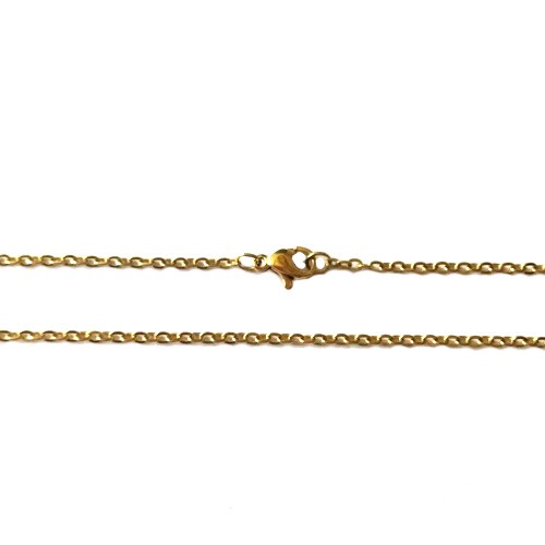 Stainless steel ketting, plat ovaal, 45cm, ip gold; per 5 stuks
