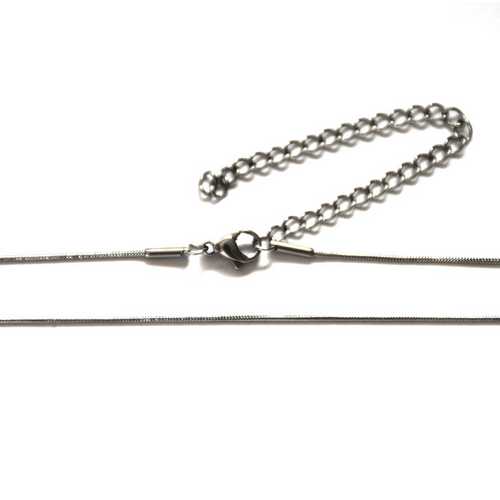 Stainless steel ketting, snakechain 1mm, 40cm; per 3 stuks