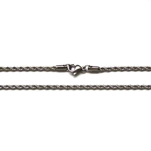 Stainless steel ketting, rope chain, 45cm, glanzend; per 3 stuks - Klik op de afbeelding om het venster te sluiten