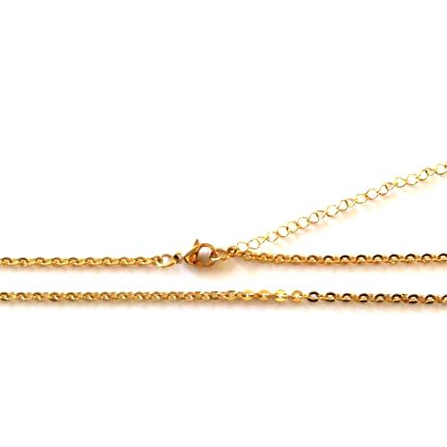 Stainless steel necklace, flat oval, 42-50cm, ip gold; per 3 pcs