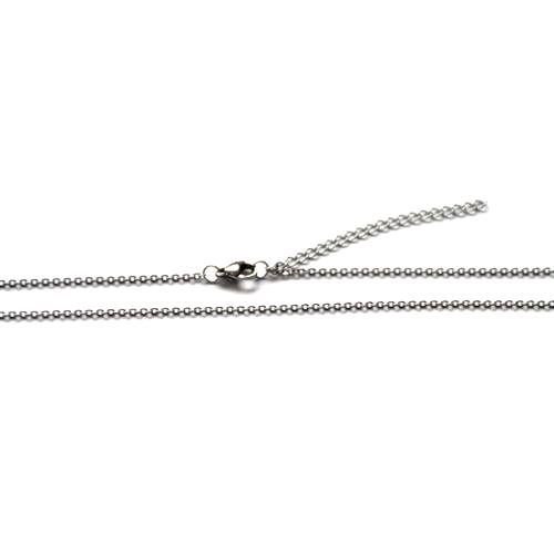 Stainless steel necklace, oval, 45cm, plus extener; per 3 pcs - Click Image to Close