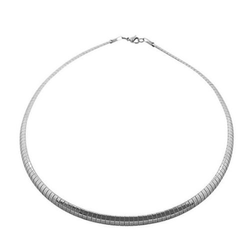 Stainless steel necklace, omega, 4mm, 45cm, shiny; per pc