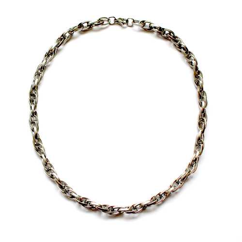 Stainless steel necklace, oval, 45mm; per pc