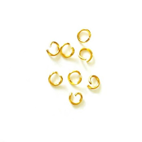 Stainless steel open ring, 4mm, 0.7mm, ip gold; per 100 stuks