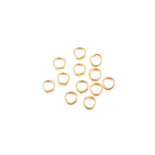 Stainless steel open jumpring 4x0.6mm, ip gold; per 100 pcs