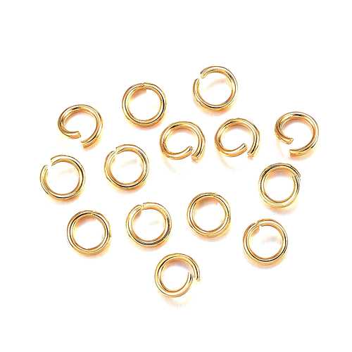 Stainless steel open ring 8mm, wire 1mm, ip gold; per 100 stuks